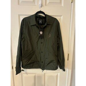 Volcom Mens Water-Resistant Coach Jacket Olive Green Size S